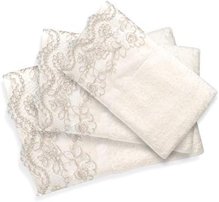 Popular Bath 3PC Towel Set Rose Vine Beige-Taupe