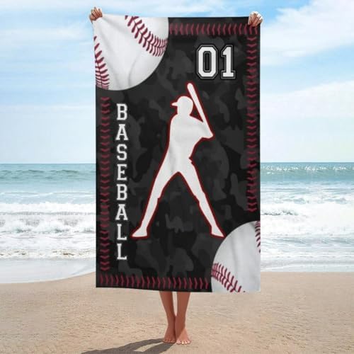 Custom Baseball Beach Towel with Name