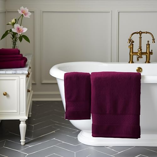 COZYART 6-Piece Bath Towel Set Plum Burgundy