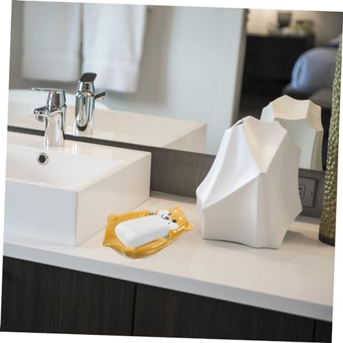 Wakauto Dog Shape Ceramic Soap Dish for Bathroom Decor