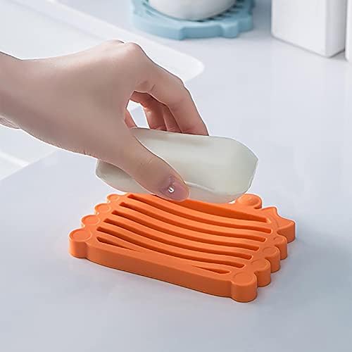 Multipurpose Silicone Soap Dish Non-Slip Self Draining Holder Orange
