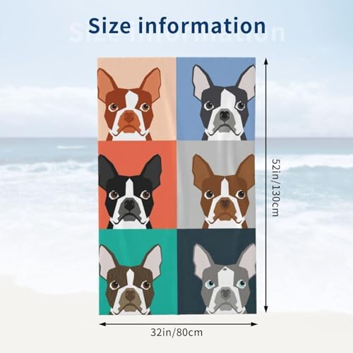 HKHEHOP Boston Terrier Beach Towel