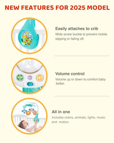 KiddoLab 2025 Baby Crib Mobile with Volume Control Timer