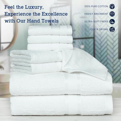 Casa Lino 8-Piece Bath Towel Set - 100 Cotton White