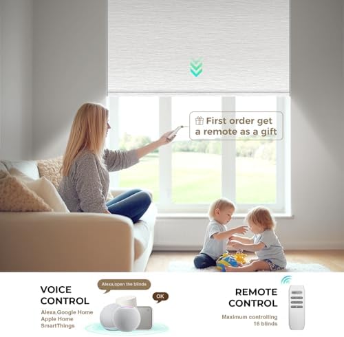 HeyBlinds Motorized Blinds with Remote and Alexa Compatibility