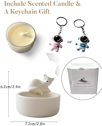 Fox Candle Holder Set with Scented Candle and Keychain