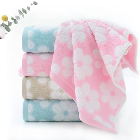 Pidada Hand Towels Set of 4 Brown Floral Pattern