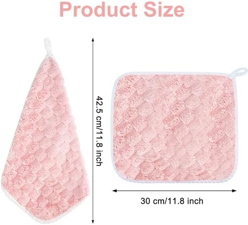 6Pcs Coral Velvet Hand Towels with Hanging Loop 1