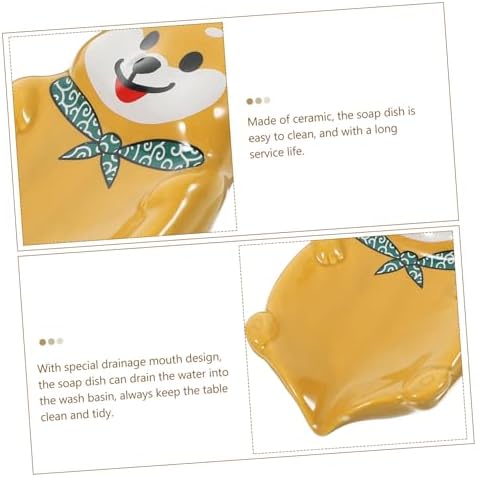 Wakauto Dog Shape Ceramic Soap Dish for Bathroom Decor