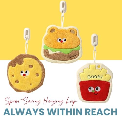 Cute Absorbent Hand Towels with Hanging Loop Fries