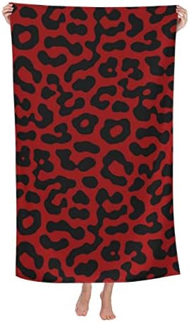 Red Black Leopard Print Beach Towel Oversized