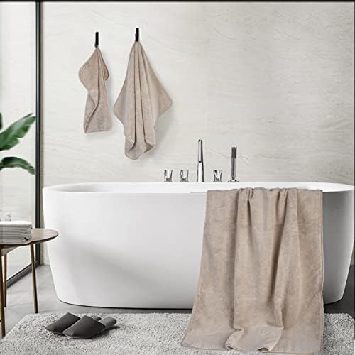 POLYTE 60 x 30 in Microfiber Bath Towel Set 6 Piece Beige