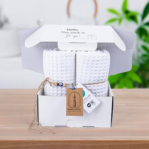 Pskl Turkish Cotton Waffle Bath Towel Set of 2