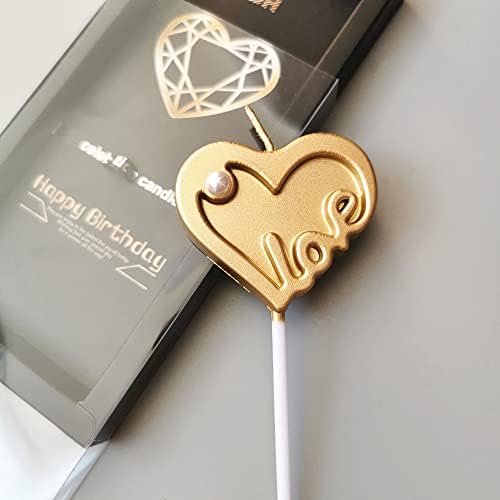 Gold-Plated Love Heart Candles for Cakes and Parties