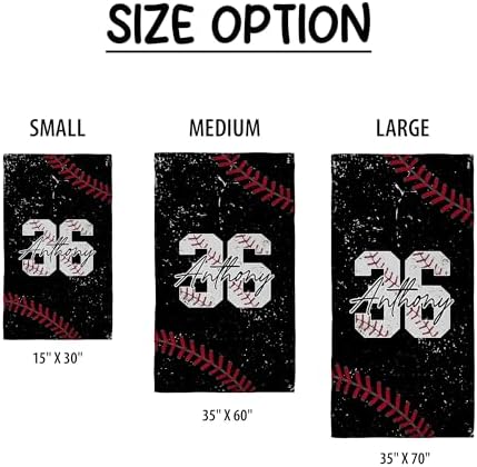 Personalized Baseball Beach Towel with Name and Number