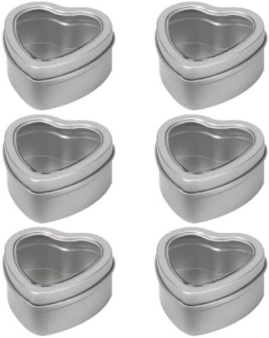 ccHuDE 6 Pcs Heart Shaped Metal Tin Containers for Valentines Day Gifts