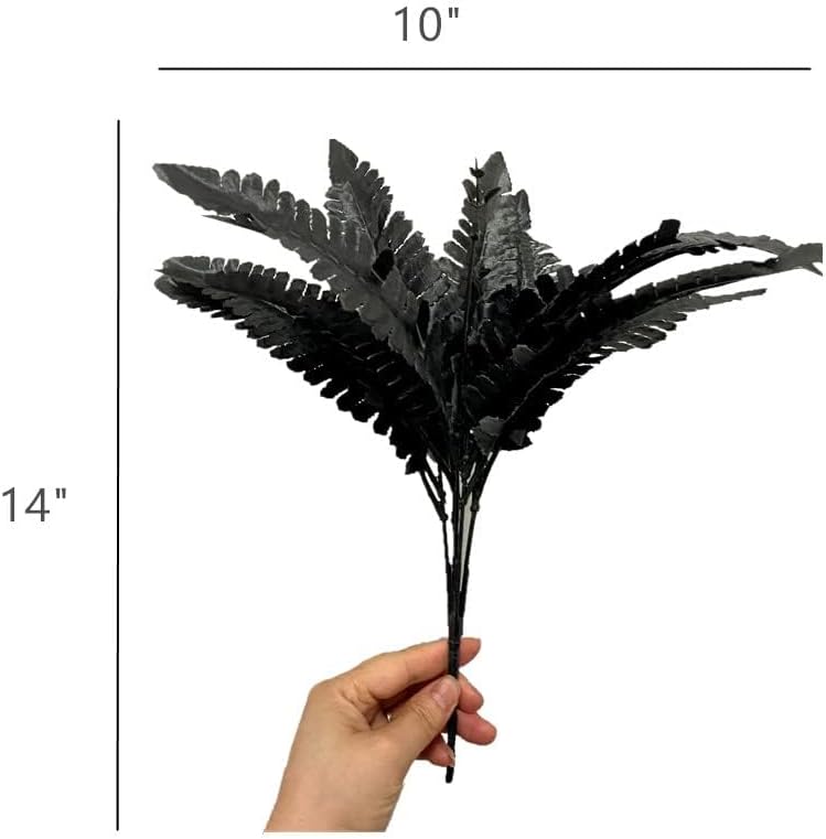 4 Bunches Artificial Fern Plants 14 Tall Black Decor