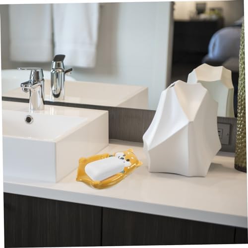 Amosfun Self Draining Dog Shape Ceramic Soap Holder