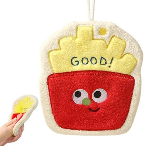 Cute Absorbent Hand Towels with Hanging Loop Fries