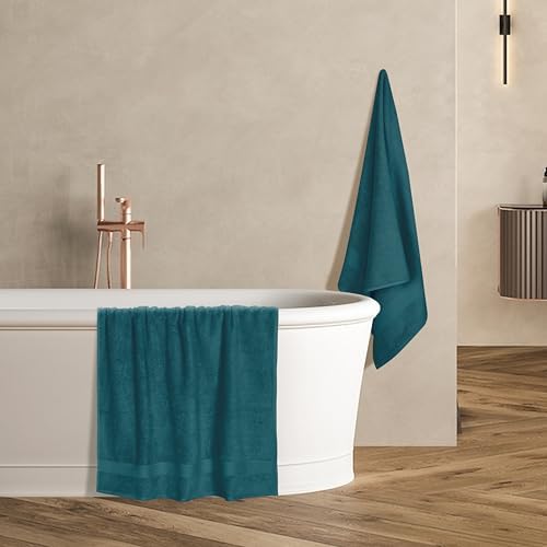GLAMBURG Premium Cotton Bath Towel Set - 4 Pack Teal