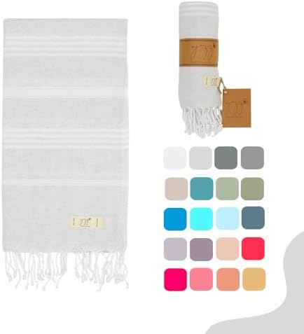 Yazz Turkish Cotton Beach Towel 39x71in Light Grey