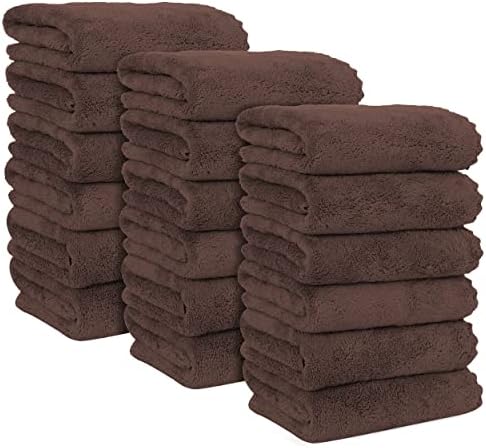 MOONQUEEN 18 Pack Premium Hand Towels - 16x28 Wood Brown