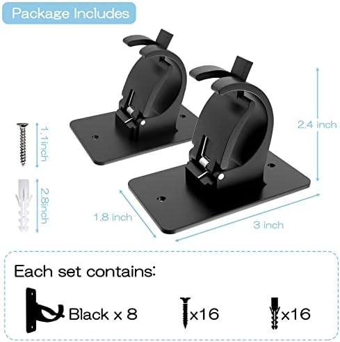 8 Pieces Self Adhesive Curtain Rod Brackets Black