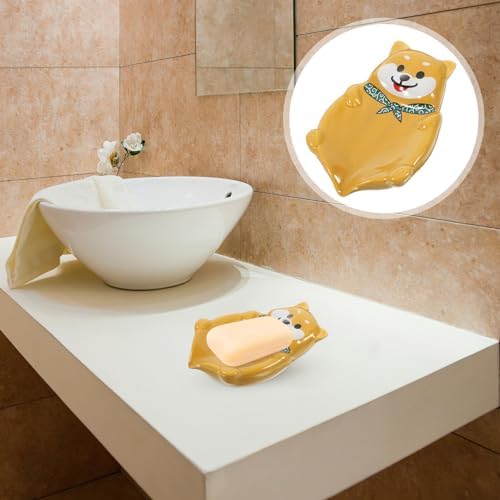 ABOOFAN Cute Dog Shape Ceramic Soap Dish Holder