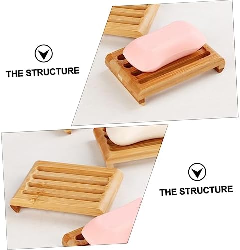 2Pcs Natural Bar Soap Holder with Draining Slots for Bathroom and Kitchen