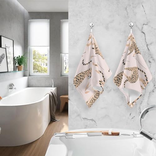 Bolaz Cheetah Leopard Hand Towels 2PCS Soft Cotton 1