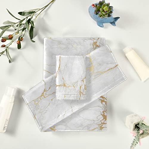 AUUXVA 3-Piece Towel Set with Marble Pattern