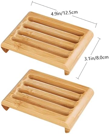 2Pcs Natural Bar Soap Holder with Draining Slots for Bathroom and Kitchen