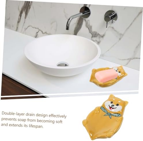Cute Dog Shaped Ceramic Soap Holder with Drainage