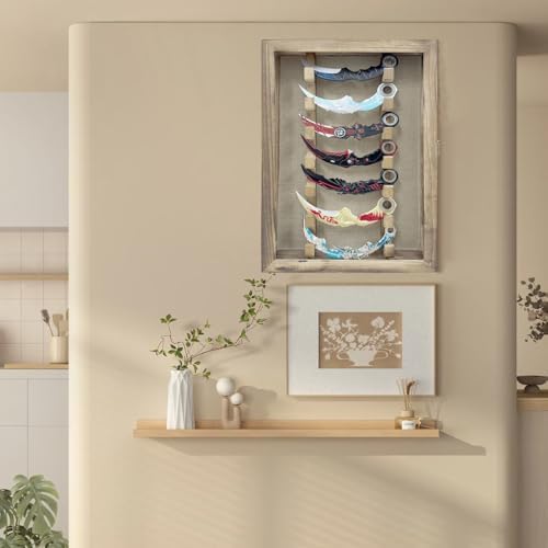 LITAITAI Wooden Knife Display Case with Hooks 1