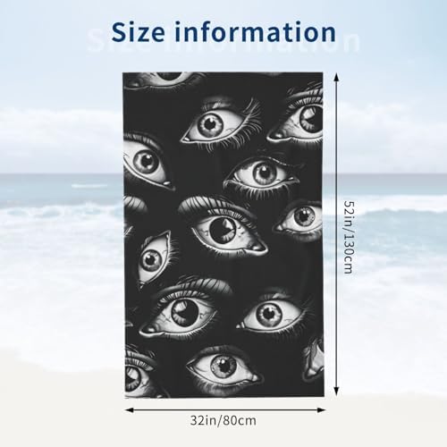 Cool Eye Black Beach Towel 32x52in Microfiber 1