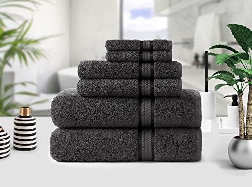 COTTON CRAFT Ultra Soft 6-Piece Towel Set - Charcoal