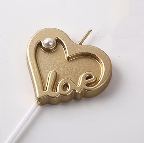 Gold-Plated Love Heart Candles for Cakes and Parties
