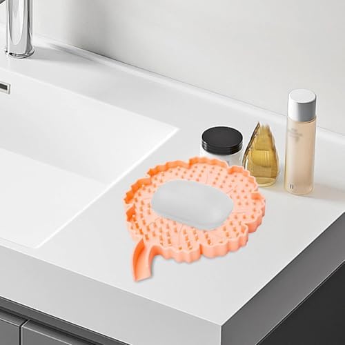 DimyFew Silicone Soap Dish with Floral Design Pink