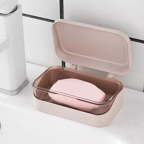 Travel Soap Dish Holder with Removable Drainer and PP Lid Cover 1