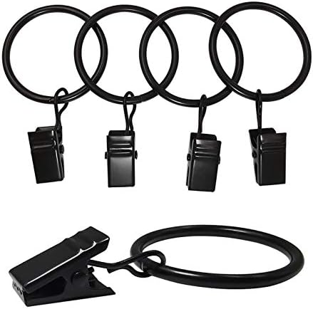 40 Pack Curtain Clips with Rings Black 126 in Diameter