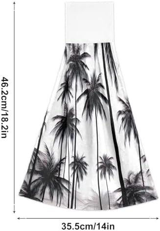 RPLIFE Bath Towels with Loops Set of 2 Black White Palm Trees 1