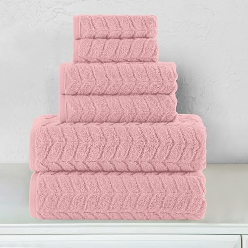 Elegant Comfort Luxury 6-Piece Turkish Cotton Towel Set - Dusty Rose