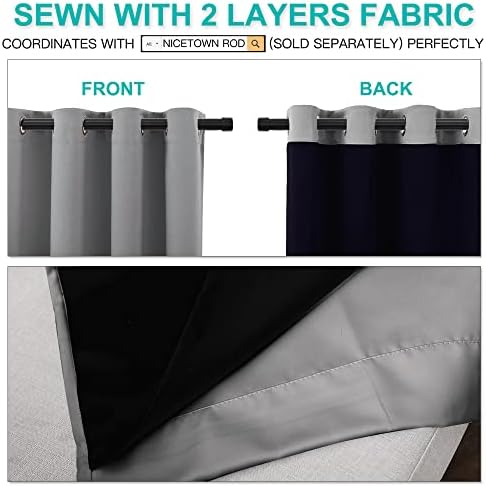 NICETOWN Full Shade Curtain Panels - Silver Grey 52 x 84 Inch 2 Panels