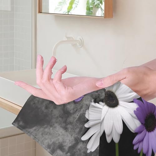 Purple Daisy Butterfly Hand Towels Set of 2 16x24 inch