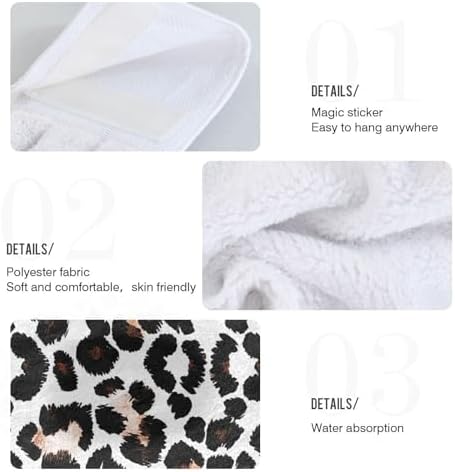 RPLIFE Bath Towels with Loops Set of 2 Black White Leopard Print