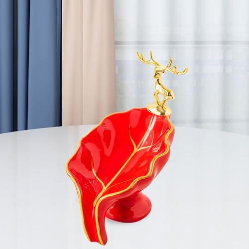 Ceramic Leaf Shape Soap Dish for Kitchen Sink Red