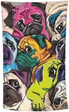 HKHEHOP Pug Fun Dog Face Beach Towel Quick Dry Microfiber