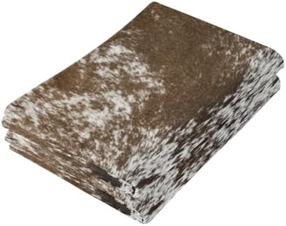 KENADVI Brown Cow Print Hand Towels Set of 2