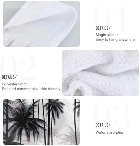 RPLIFE Bath Towels with Loops Set of 2 Black White Palm Trees 1