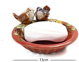 Ornerx 5 Inch Ceramic Bird Soap Dish Holder
